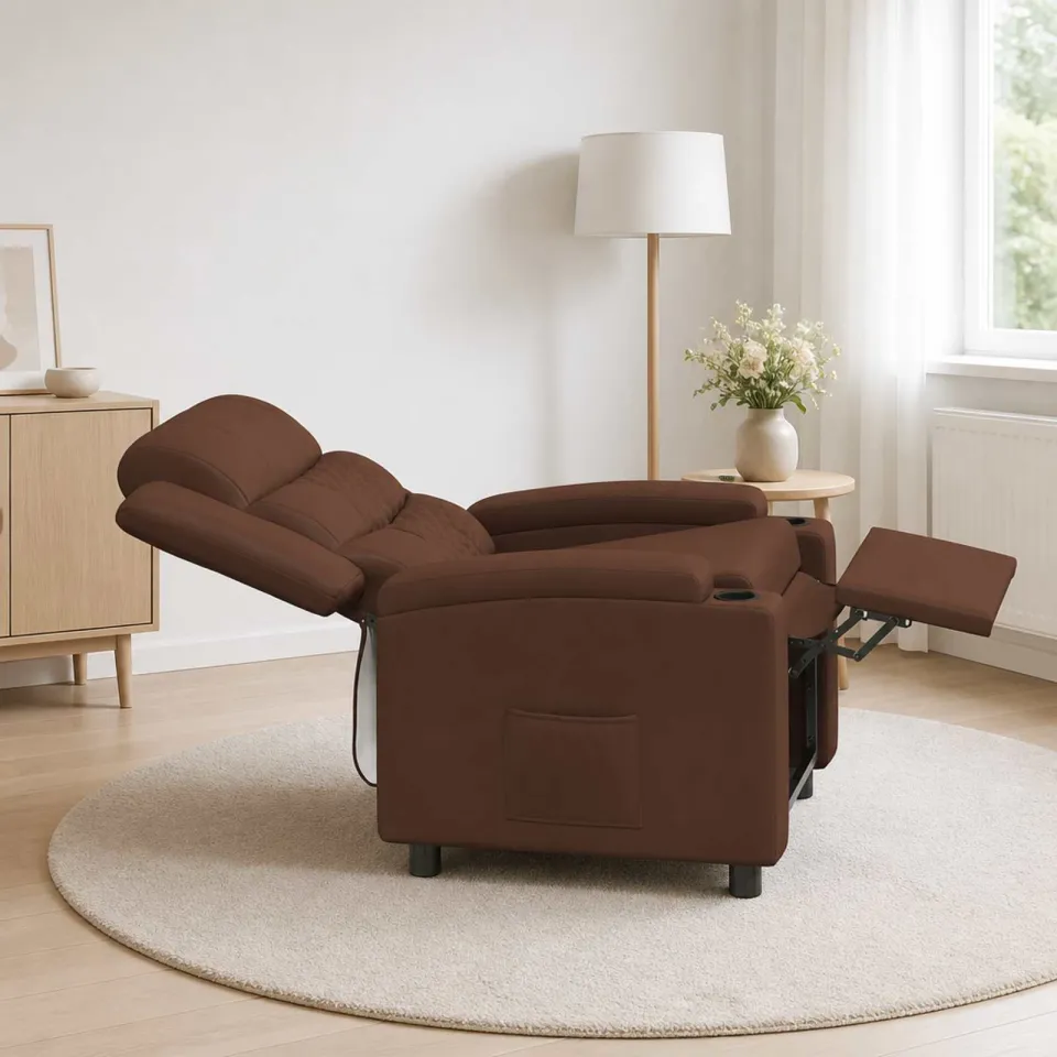 vidaXL Ligstoel Bruin 75 x 93 x 98 cm Stof, foto 3