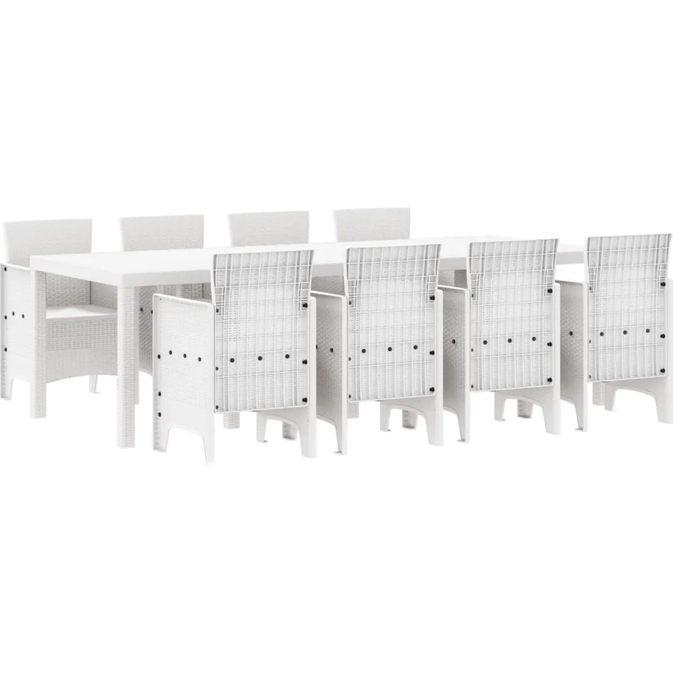 vidaXL Tuin Eetset 9 st Lichtgrijs Polypropyleen