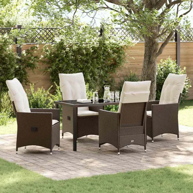 vidaXL Tuin eettafelset 5 st Bruin poly rattan