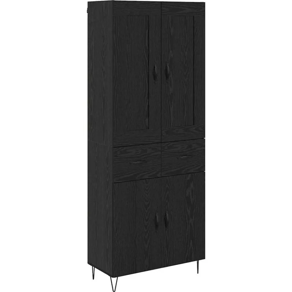 vidaXL Hoge kast Zwart Eiken 69,5 x 34 x 180 cm Bewerkt hout, foto 3