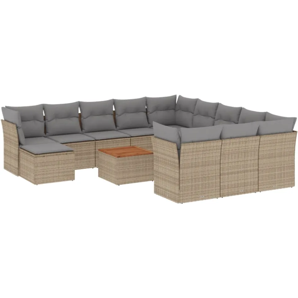 vidaXL Patio Sofa Set 11-zits Mix Beige en Lichtgrijs