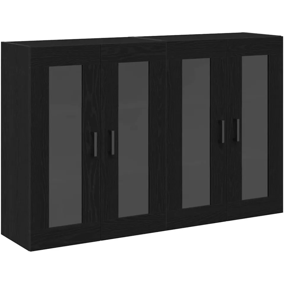 vidaXL Wandkasten 2 st Zwart Eiken 69,5 x 34 x 90 cm Bewerkt hout, foto 3