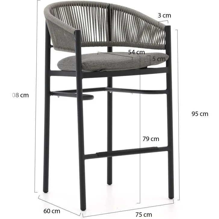 Bellagio tuinmeubelen Bellagio Panaro/Trecenta 150cm barset 5-delig zwart, foto 2