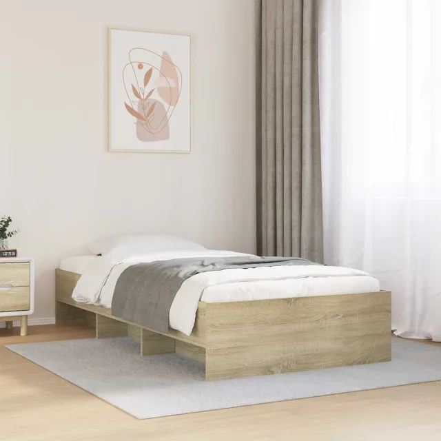 vidaXL Bedframe met plank Sonoma Eiken 80 x 200 cm Bewerkt hout