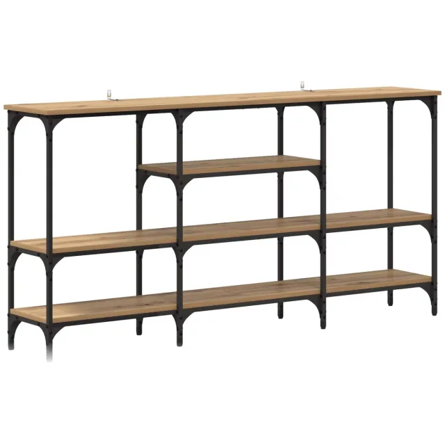 vidaXL Wandtafel - artisanaal - eikenkleurig - 160 - x - 29 - x - 80 - cm - Bewerkt - hout Artisanaal eikenkleurig