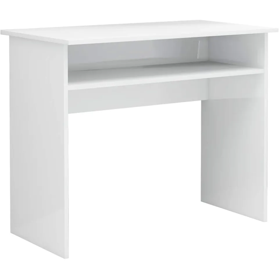 vidaXL Bureau 90x50x74 cm bewerkt hout hoogglans wit, foto 3