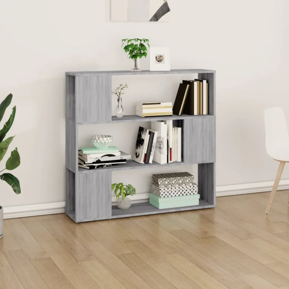 vidaXL Boekenkast/kamerscherm 100x24x94 cm grijs sonoma eikenkleurig, foto 2