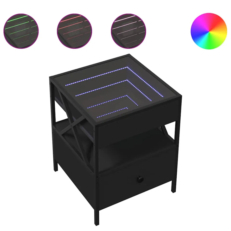 vidaXL Salontafel met Infinity LED 40x40x51 cm zwart, foto 4