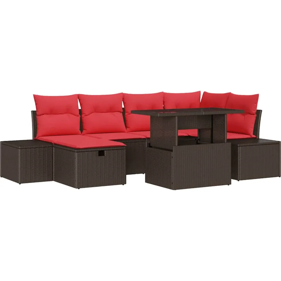 vidaXL Tuin Sofa Set 7 st poly rattan Grijs