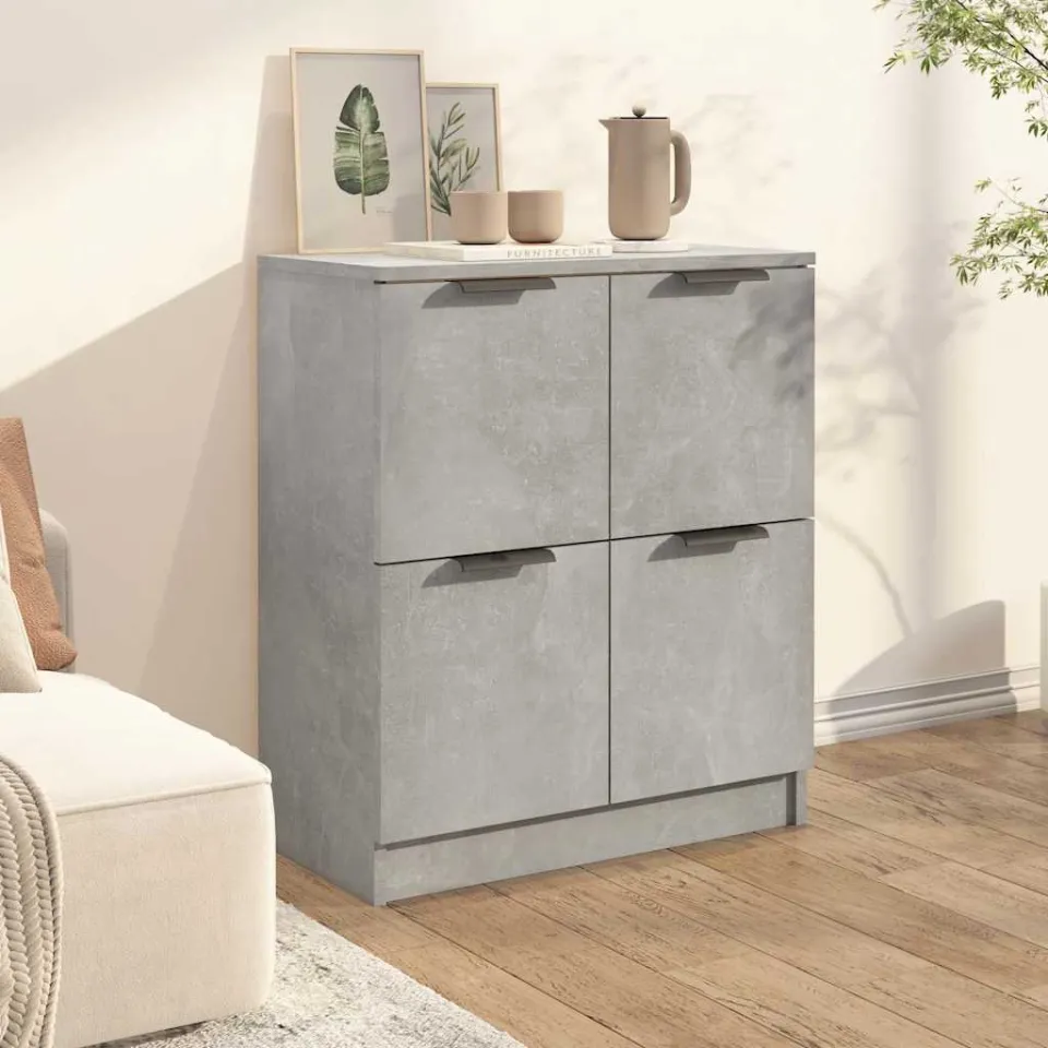 vidaXL Dressoir 60x30x70 cm bewerkt hout betongrijs grijs, foto 3