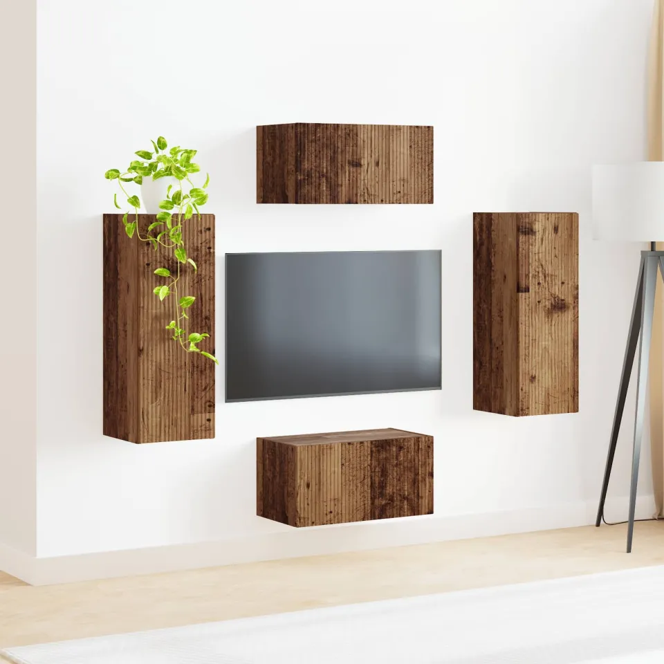 vidaXL Tv-meubelset 2 st 30 x 31 x 80 cm Oudhout bruin, foto 4
