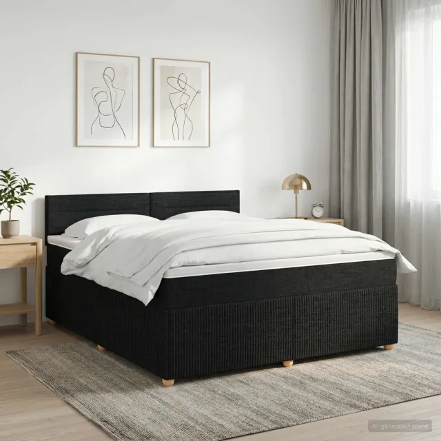 vidaXL Boxspringbed met matras met hoofdeinde Zwart 160 x 200 cm Stof