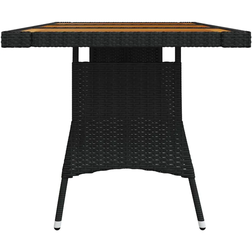 vidaXL Tuintafel 160x70x72 cm poly rattan en massief acaciahout zwart, foto 3