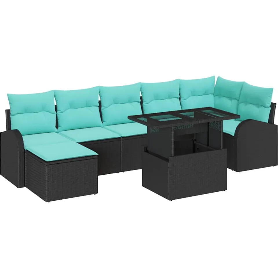 vidaXL Tuin Sofa Set 8 st Zwart Poly riet