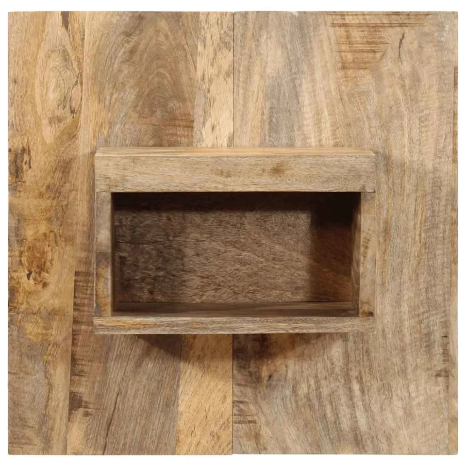 vidaXL Nachtkastje 50x27x50 cm massief ruw mangohout bruin, foto 2