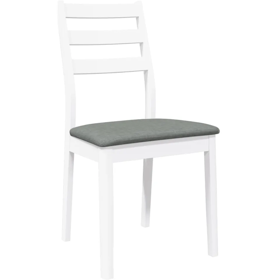 vidaXL Eetkamerstoelen met kussens 2 st massief hout rubber wit, foto 4