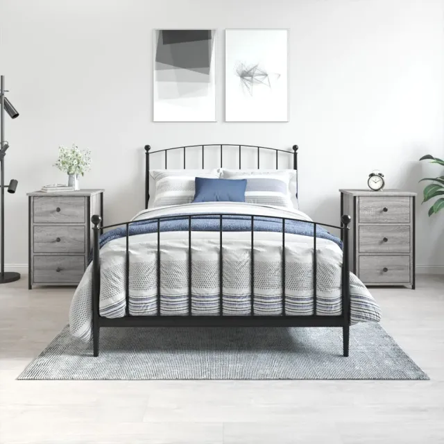 vidaXL Nachtkastjes 2 st 40x36x60 cm bewerkt hout grijs sonoma eiken, foto 2