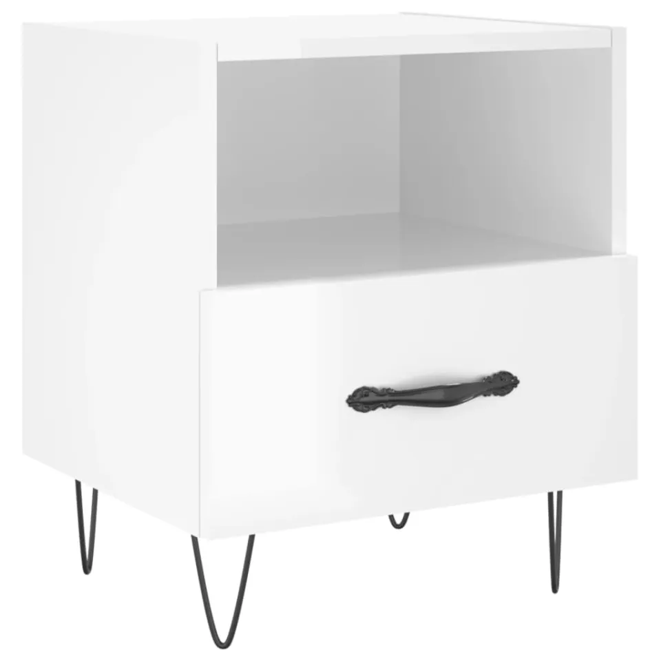 vidaXL Nachtkastjes 2 st 40x35x47,5 cm bewerkt hout hoogglans wit, foto 4
