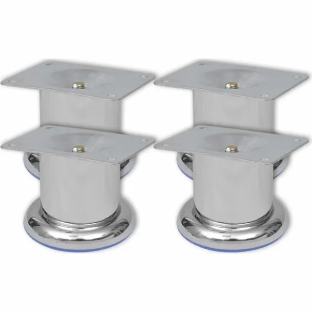 vidaXL Bankpoten rond chroom 60 mm 4 st Zilver