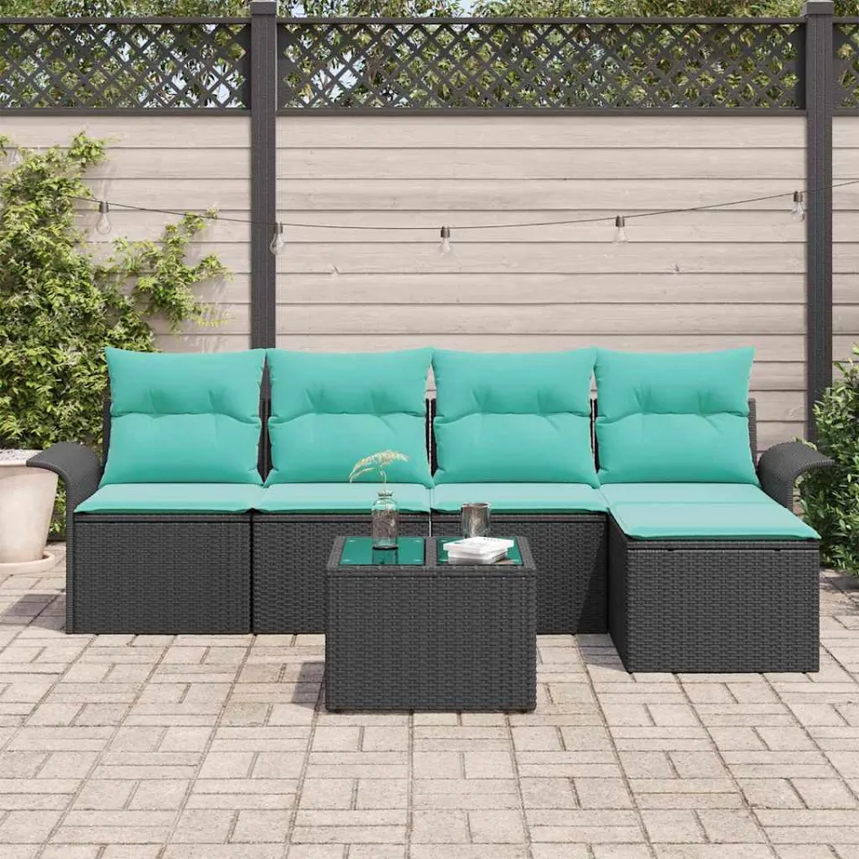 vidaXL Tuin Sofa Set 6 st Zwart poly rattan, foto 3