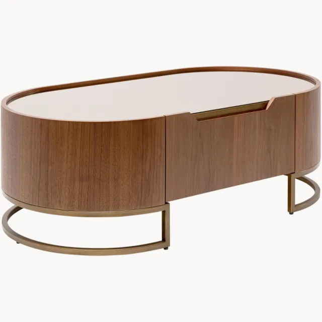 Kare Design Ovale salontafel Giorgio van walnoothout Wit, Bruin