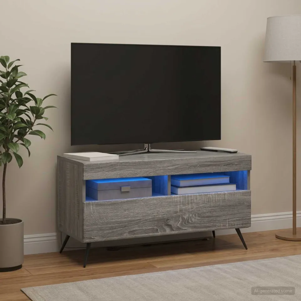vidaXL LED tv-meubel Grijs Sonoma Bewerkt hout, foto 4