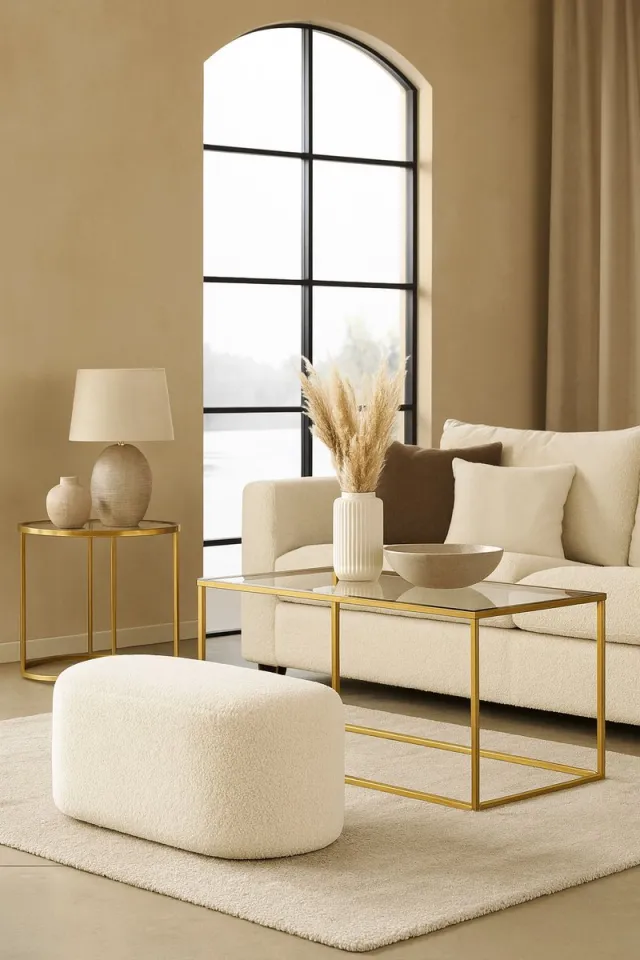 Fameilleur Luxe Teddy Poef – Zachte Bouclé Stoffen Poef in Off-White – Scandinavisch Design Zitkruk & Voetenbank – Comfortabele Woonkamer Poef – Ovale Poef van Teddy-stof – Moderne Minimalistische Interieurdecoratie – Kant-en-Klaar – 84x45x40 cm teddy off white