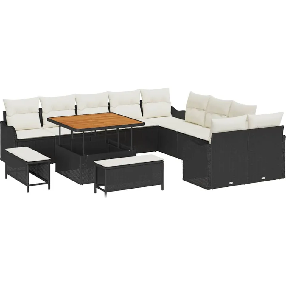 vidaXL Tuin Sofa Set 13 st Zwart poly rattan