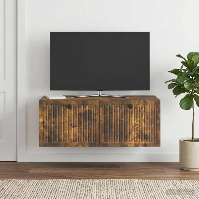 vidaXL Wandbeugel TV-kast Gerookt eiken 78,5 x 41 x 30 cm Bewerkt hout Bruin