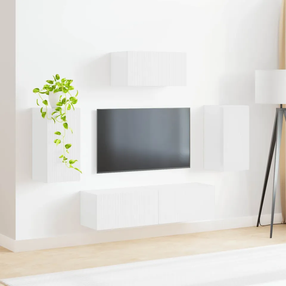 vidaXL Tv-meubelset 5 st Hoogglans wit Bewerkt hout, foto 4