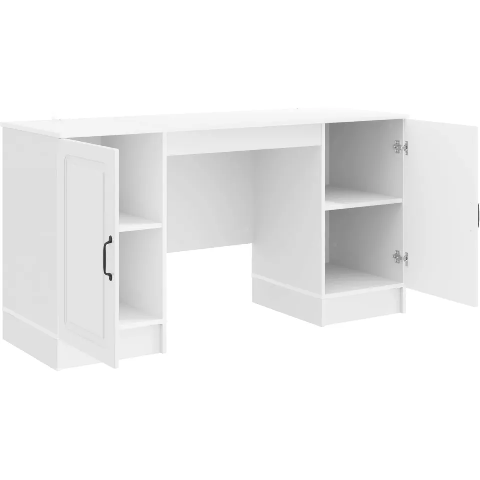 vidaXL Bureau Hoogglans Wit 142,5 x 50 x 75 cm Bewerkt hout, foto 4