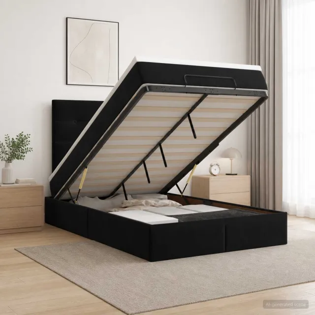 vidaXL Ottoman bed met matras Zwart 120 x 190 cm Fluweel