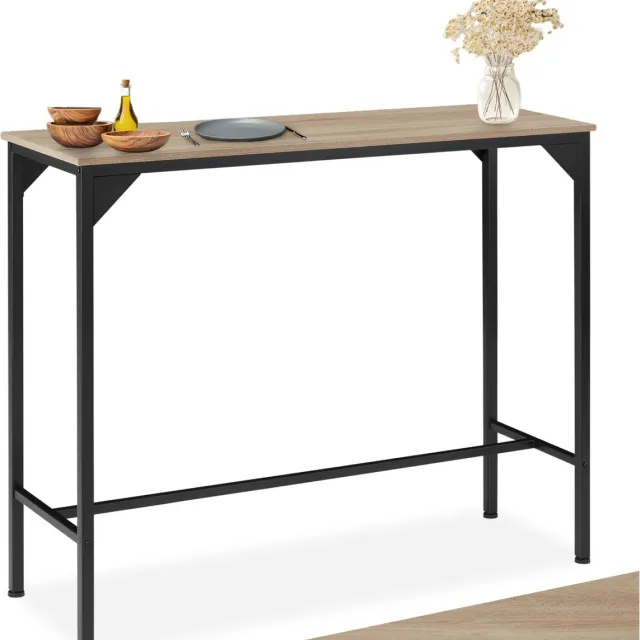 Tectake Bartafel Kerry - eettafel - keukentafel - industrial light - LxBxH 120 x 40 x 100,5 cm - 404339 lichtbruin