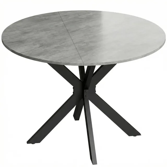 ZYLARO Eettafel - Opklapbaar Voor 2-6 Personen - Ronde Klaptafel Met Dubbel X-stalen Frame - Dik Tafelblad - Cementgrijs cementgrijs+zwart
