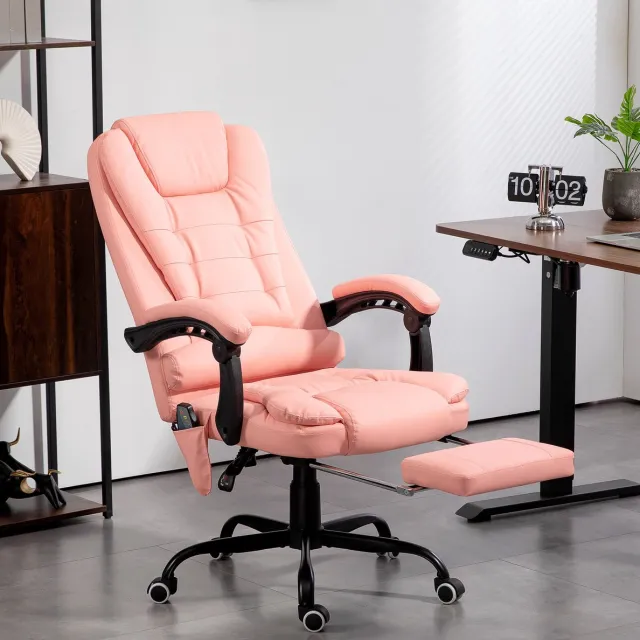 COVREO Bureaustoel 67x67x121 cm roze, kunstleer met massagefunctie