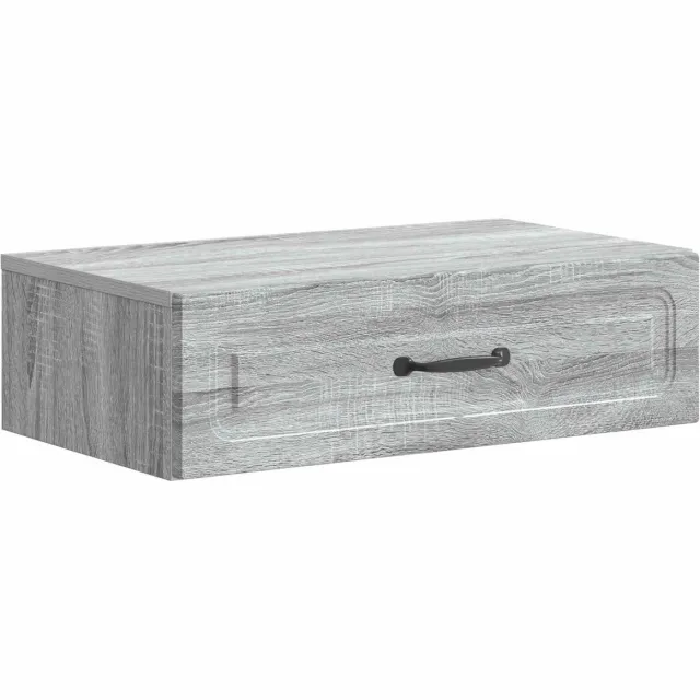 vidaXL Wandgemonteerde - Zijtafel - 59 - x - 34,5 - x - 17 - cm - Bewerkt - hout Grijs sonoma