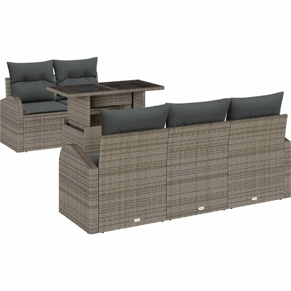 vidaXL Tuin Sofa Set 6 st Grijs poly rattan