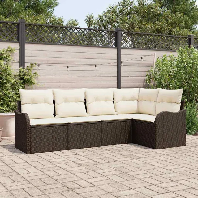 vidaXL Tuin Sofa Set 5 st Bruin poly rattan, foto 2