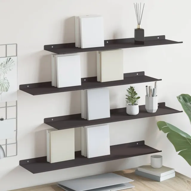 vidaXL Drijvende plank 4 st Zwart 80 x 18 x 2,5 cm Staal