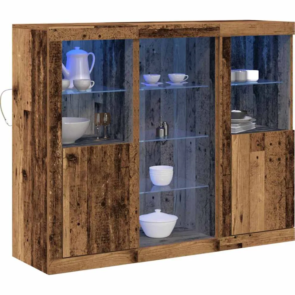 vidaXL LED Sideboard Oud hout 123 x 37 x 100 cm Bewerkt hout bruin, foto 3