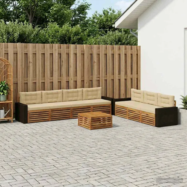 vidaXL Buiten bankenset 8 st 7-zits Natuurlijk en Beige