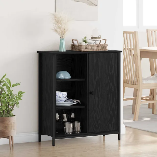 vidaXL Dressoir Zwart Eiken 70 x 30 x 80 cm Bewerkt hout