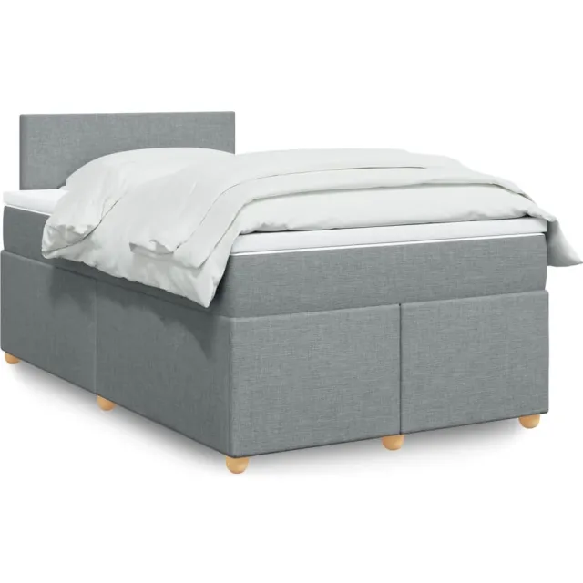 vidaXL Boxspring met matras stof lichtgrijs 120x200 cm grijs