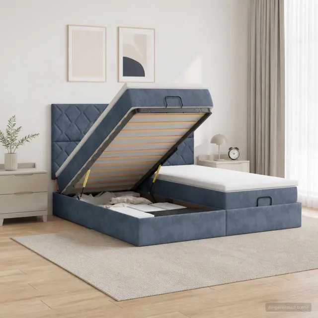 vidaXL Ottoman bed met matras met hoofdeinde 2 st Donkergrijs Fluweel