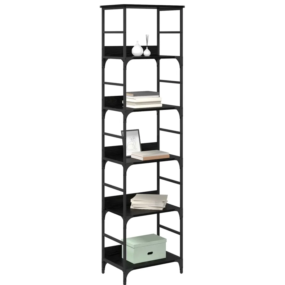 vidaXL Boekenkast 5-laags 50 x 33 x 188,5 cm Bewerkt hout Zwart Eiken