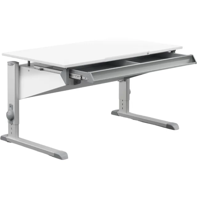 Moll World Moll Sprinter Kinderbureau - In hoogte verstelbaar - Kantelbaar blad - Ergonomisch en meegroeiend bureau - Voor schoolkinderen - Wit