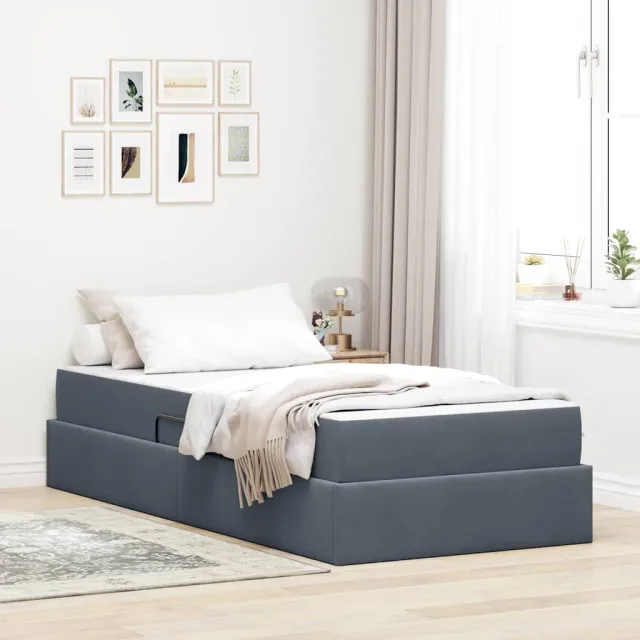 vidaXL Opbergbed met matras met opslag Donkergrijs 90 x 190 cm Fluweel