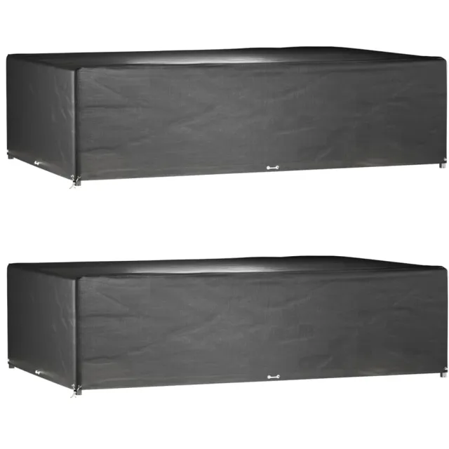 vidaXL Tuinmeubelhoezen 2 st 16 oogjes rechthoekig 325x205x90 cm Zwart