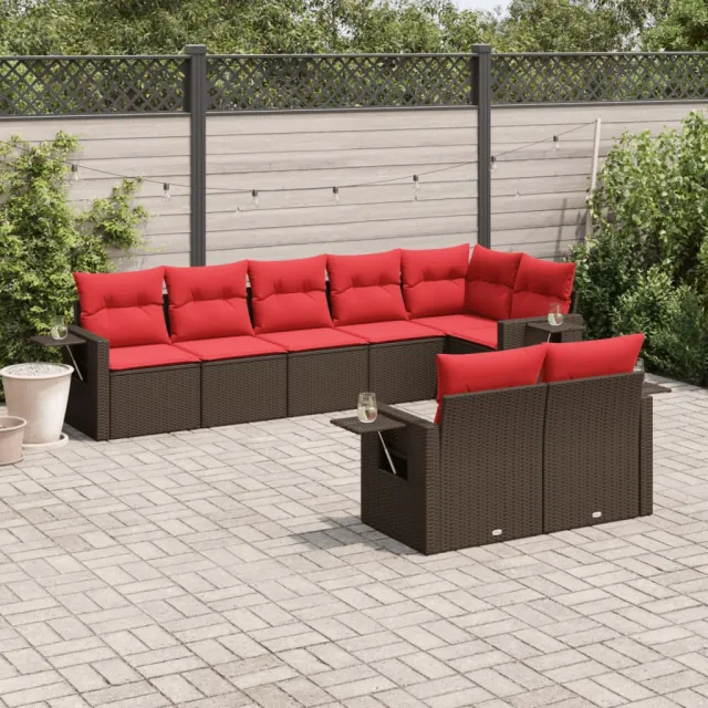vidaXL 8-delige tuinbankset met kussens, bruin polyrotan, foto 2