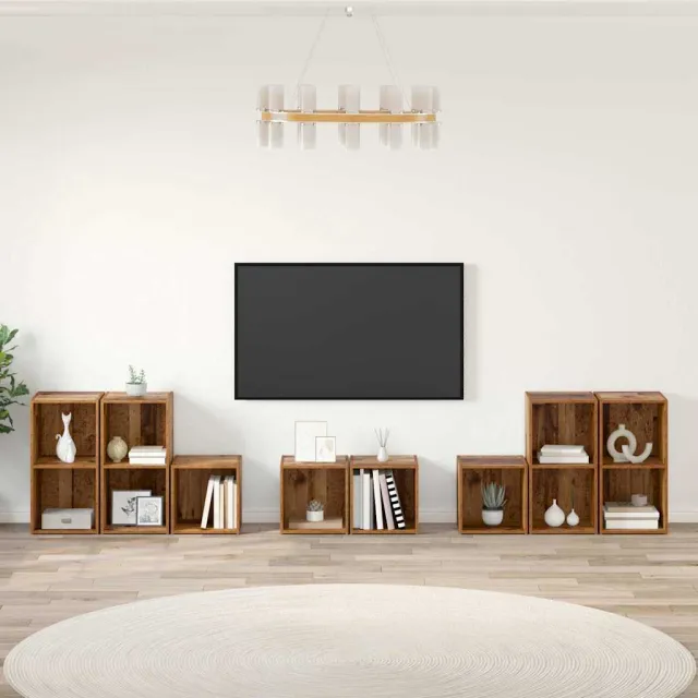 vidaXL TV-kast set 8 st 37 x 35 x 72 cm Oud Hout bruin, foto 2
